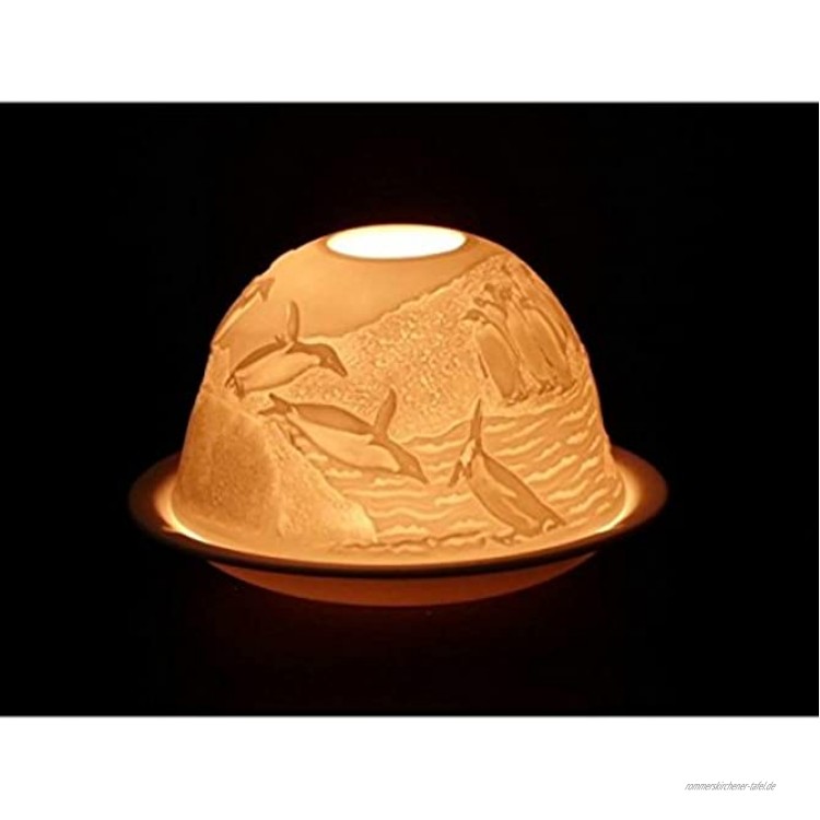 Teelicht Windlicht Pinguin Dome Light Porzellan Teelichtkerzenhalter aus Feinporzellan