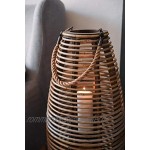 Vivanno Windlicht-Säule Kerzenhalter Laterne aus Rattan LUMA rund Braun Grau 90x35 cm