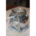 VOSS Windlicht Kugel aus Glas mit Holzstern 11 x 10 cm Silber