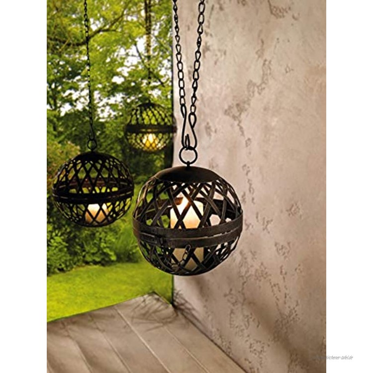 Windlicht-HängerKugel aus Metall mit Kette im Shabby-Look Gartenlaterne Hängelaterne Kerzenhalter
