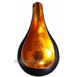 Windlicht Laterne orientalisch Rasin Groß 18cm Gold | Orientalische Vintage Teelichthalter Schwarz von außen und Goldfarben innen | Marokkanische Windlichter aus Metall als Dekoration