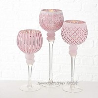 Windlicht Manou S 3 H30-40 rosa Glas lackiert
