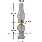 amanigo Öllampe Glas Petroleumlaterne 13 Zoll Höhe Lampenlicht Klassische Öllampe für den Innenbereich