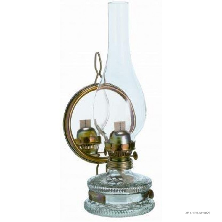 Oberstdorfer Glashütte Grosse Oellampe mit Spiegel antikes Design Tischlampe Wandlampe Gartenlampe Petroleumlampen Höhe ca. 35,5 cm Tank Inhalt 0,43 Liter