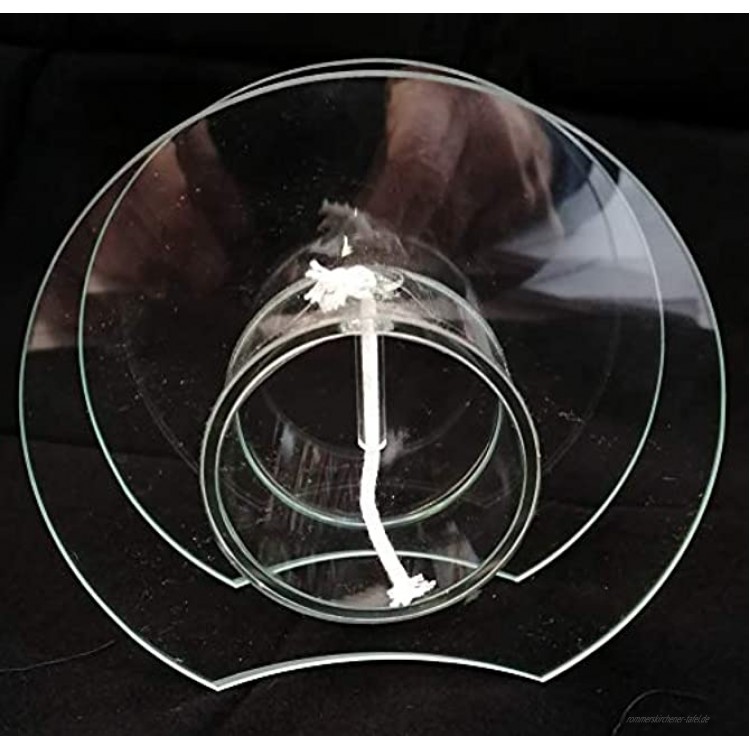 Oberstdorfer Glashütte Moderne Öllampe runde Lampe aus klarem Glas Petroleumlampe zum hinstellen Tischlampe mundgeblasenes Kristallglas Breite ca. 13 cm Höhe ca 12,5 cm