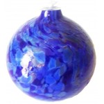 Oberstdorfer Glashütte Öllampe runde farbige Glasöllampe blau gelüsterte Kristallglaslampe mundgeblasen Durchmesser ca. 9 cm