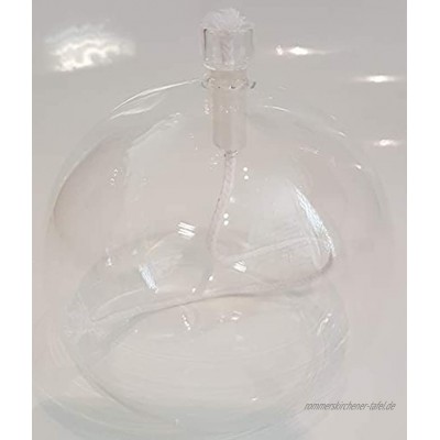 Oberstdorfer Glashütte Öllampe runde Glaslampe Petroleumlampe Kerze mit kindersicherem Dochthalter und 3 mm Rundocht Tischlampe mundgeblasenes Kristallglas Durchmesser ca. 10 cm Höhe ca 9,5 cm