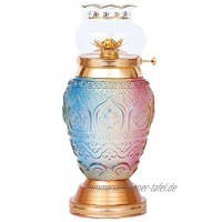 OPIU Antike Öllampe Farbige Glasur die günstige Reine Kupferöllampe Buddha-Lampe Winddichte Haushaltsöllampe Lotus für Buddha-Öllampe Tisch Petroleumlampe Color : Blue