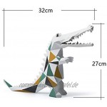 Amoy-Art Skulptur Figuren Krokodil Statue Tier Dekor Modern Geometrisch Arts für Haus Geburtstag Geschenk Polyresin 27cmH
