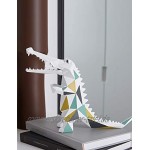 Amoy-Art Skulptur Figuren Krokodil Statue Tier Dekor Modern Geometrisch Arts für Haus Geburtstag Geschenk Polyresin 27cmH