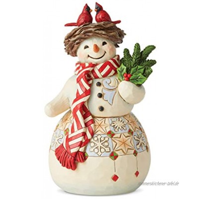 Enesco Jim Shore Heartwood Creek Snowman with Cardinal Nest Home is Wherever You Are Figur Steinharz Mehrfarbig 9 Inch
