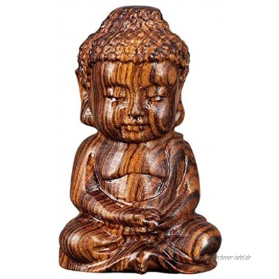 Ouceanwin Mönch Buddha Figuren Deko Skulptur Holz Betende Buddha Statue Sitzender Kleine Buddha Meditations  Handgeschnitzter Buddah Dekofiguren für Tischdeko Wohnaccessoire