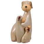 WINOMO 3Pcs Nette Hund Figurine Keramik Hund Figur Miniatur Porzellan Tier Skulptur Hund Familie Statuen Figur Hause Bücherregal Dekoration Ornament Khaki