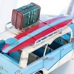 Wohnideen Kupke Handgefertigtes Metallfahrzeug 32cm hellblaues Auto Kombi Familienwagen mit Surfbrett