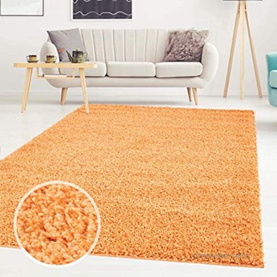 ayshaggy Shaggy Teppich Hochflor Langflor Einfarbig Uni Orange Weich Flauschig Wohnzimmer Größe: Läufer 80 x 150 cm