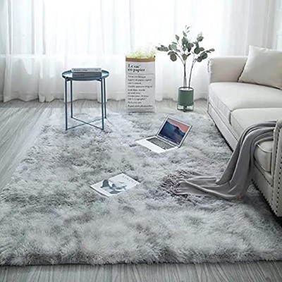 Blivener Soft Touch Area Rug Bedroom Anti-Skid Yoga Carpet Shaggy Rugs Fluffy Motley Tie-dye Carpets Hellgrau 200 x 300 cm