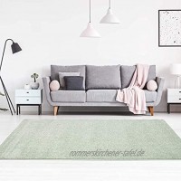 carpet city Teppich-Läufer Einfarbig Uni Flachfor Soft & Shiny in Grün für Wohnzimmer; Größe: 80x150 cm