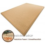 casa pura® Sisal Teppich aus Naturfasern mit Bordüre aus Baumwolle | pflegeleicht | Größe wählbar Natur 160 x 230 cm