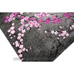 Designer Teppich Moderner Teppich Wohnzimmer Teppich Blumenmuster Grau Lila Pink Weiss Rosa Größe 120x170 cm