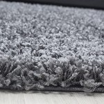 HomebyHome Hochflor Shaggy Teppich Rund Größen Langflorteppich Farbe:Grau Grösse:160 cm Rund