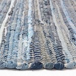 Homescapes Teppich Bettvorleger aus recyceltem Jeansstoff Denim 90 x 150 cm Jeansteppich blau
