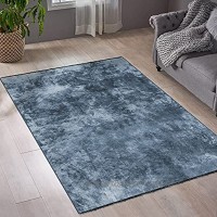 mimilos Kurzflor Teppich für Wohnzimmer-Dekorativer Baumwolle und Viskose Teppich Teppich für modern Wohnung Dekoration-Teppich für Schlafzimmer,Esszimmer,Kinderzimmer Gray Blue 80 x 150 cm