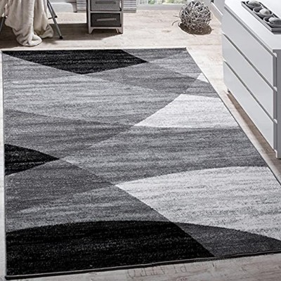 Paco Home Designer Teppich Modern Geschwungene Wellen Linien Muster Kurzflor Meliert Grau Grösse:120x170 cm