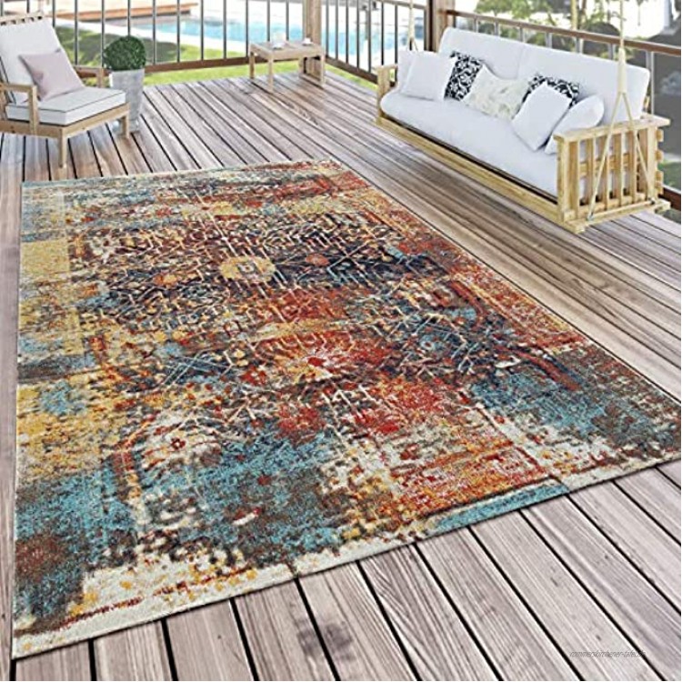 Paco Home In- & Outdoor Teppich Modern Nomaden Design Terrassen Teppich Bunt Grösse:120x170 cm