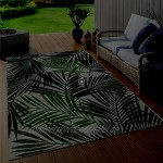 Paco Home In- & Outdoor Teppich Terrasse Balkon Küchenteppich Florale Und Geometrische Muster Grösse:80x150 cm Farbe:Grün