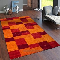 Paco Home Teppich Handgewebt Gabbeh Hochwertig Meliert 100% Wolle Kariert Multicolor Grösse:200x300 cm