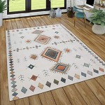 Paco Home Teppich Wohnzimmer Kurzflor Geometrisches Muster Skandi Boho Modern Style Grösse:160x230 cm Farbe:Creme
