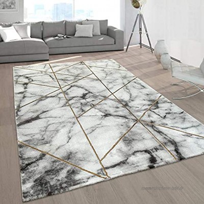 Paco Home Wohnzimmer-Teppiche Grau Gold Weich Marmor Optik Kurzflor mit vers. Designs Grösse:160x230 cm Farbe:Gold 4