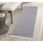 Pauwer Teppiche Handgewebte Baumwolle Teppich rutschfest Abwaschbar Bereich Teppich Ideal für Wohnzimmer Schlafzimmer Kinderzimmer Schwarz & Weiß 60 x 180 cm