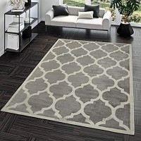 TT Home Kurzflor Teppich Modern Marokkanisches Design Wohnzimmer Interieur Trend Grau Größe:160x220 cm