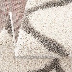 VIMODA Hochflor Shaggy Teppich Rauten Muster Design Wohnzimmer Creme Grau Modern Maße:140x200 cm