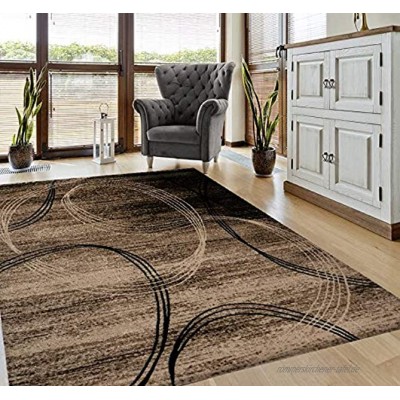 VIMODA Teppich Modern sehr dicht gewebt Kreisel Muster Meliert in Braun Beige Maße:160x230 cm