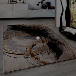 VIMODA Teppich Wohnzimmer Schlafzimmer Flur Teppich Kreisel Muster Gelb Maße:160x220 cm