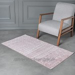 Wayshine Kurzflor Vintage Teppich für Wohnzimmer Schlafzimmer Küche Flur Größe: 80x150 cm Orientalisch Teppichläufer Rosa