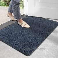 DEXI Schmutzfangmatte,rutschfeste Fußmatte für Innen und Außen,Waschbar Eingangsteppich Saugstarke Türmatte Sauberlaufmatte 60 x 90 cm,Blau-schwarz