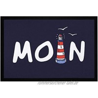 MoonWorks® Fußmatte Moin maritim Leuchtturm norddeutsch Hallo Willkommen rutschfest & waschbar schwarz 60x40cm