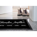 SpecialMe® Fußmatte mit Namen Familie Vornamen Familienname Herzen personalisiert rutschfest & waschbar weiß 60x40cm