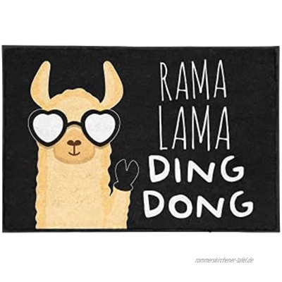 TassenTicker Fußmatte mit Spruch  Rama Lama Ding Dong lustig innen & außen waschbar Lama Motiv Einzugsgeschenke Schmutzfangmatte Türmatte Deko Geschenkidee