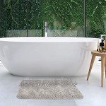 Beautissu Badematte rutschfest 120x70 cm BeauMare FL Hochflor Teppich in Shaggy Optik für Fußbodenheizung geeignet Flauschiger Badvorleger für Dusche Badewanne und WC in Grau