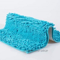 dóff Badematte Badezimmerteppich rutschfest Badvorleger waschbar Badteppich aus Chenille Mikrofaser für Badezimmer schadstoffgeprüft hell blau 40x60cm