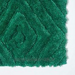 Homescapes Badematte rutschfest waschbarer Ikat Badteppich 100% Baumwolle und Mikrofaser Antirutsch Badvorleger mit geometrischem Muster großer Duschvorleger 50 x 80 cm grün