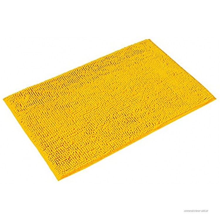 PANA Chenille Badematte in versch. Farben und Größen • Badteppich aus weichen Fasern rutschfest & waschbar • Badezimmerteppich 70 x 120 cm • Farbe: Gelb