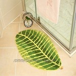 Rubyu Badematte Badezimmermatte mit Grüne Blattform rutschfest Duschmatte Schnelltrocknend Küchenmatte Badteppich Teppich Matte