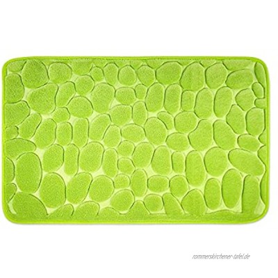 WohnDirect Badezimmerteppich mit Memory Foam Rutschfester Badteppich Badematte waschbar & schnelltrocknend auch ideal als Duschvorleger Badvorleger 60 x 100 cm Grün