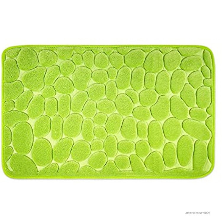 WohnDirect Badezimmerteppich mit Memory Foam Rutschfester Badteppich Badematte waschbar & schnelltrocknend auch ideal als Duschvorleger Badvorleger 60 x 100 cm Grün