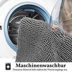 WOLKE SIEBEN Chenille Badematte Badteppich rutschfest weicher waschbarer Badezimmerteppich Badvorleger 51 x 76 cm grau
